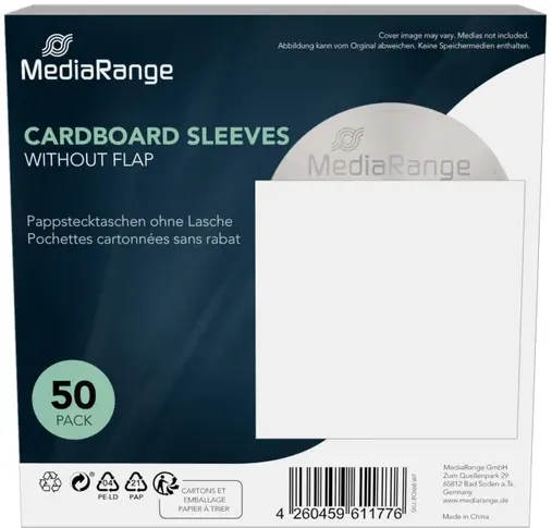MediaRange Pappstecktaschen o.Lasche u.Sichtf.,50er-Pack, ws