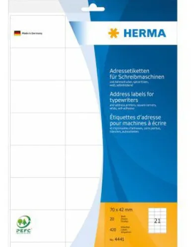 HERMA Adressetik. 70x42 mm Papier Ecken spitz 420 St.
