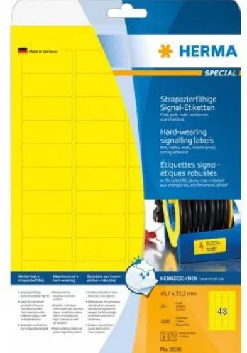 HERMA Signal-Etiketten A4 45,7x21,2 mm gelb Folie 1200 St.