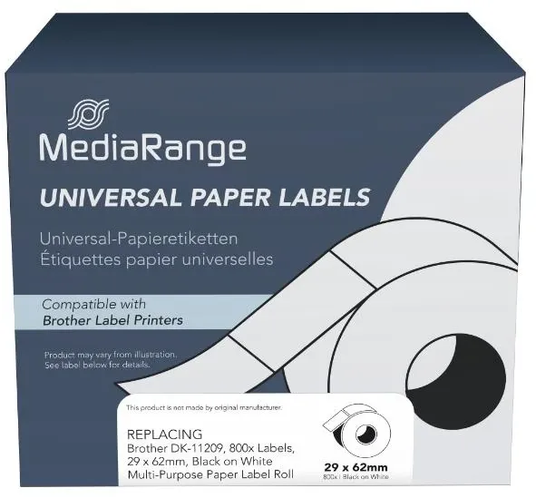 MediaRange Etiketten Brother DK-11209 29x62mm 800St. sw/ws
