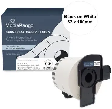 MediaRange Etiketten Brother DK-11202 62x100mm 300St. sw/ws