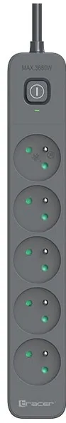 Surge protector power strip Power Line+ 1,8m Graphite 5 outlets