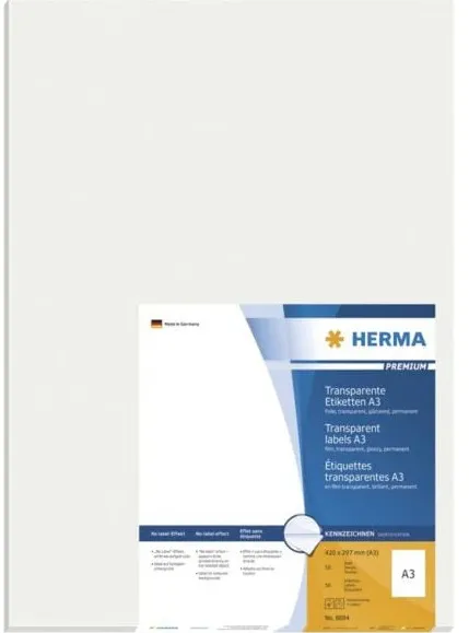 HERMA A3-Etiketten transp. 297x420 mm Folie glänzend 50 St.