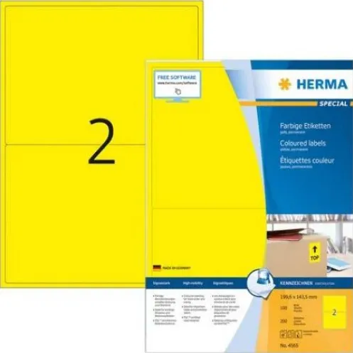 HERMA Etiketten A4 gelb 199,6x143,5mm Papier matt 1400 St.