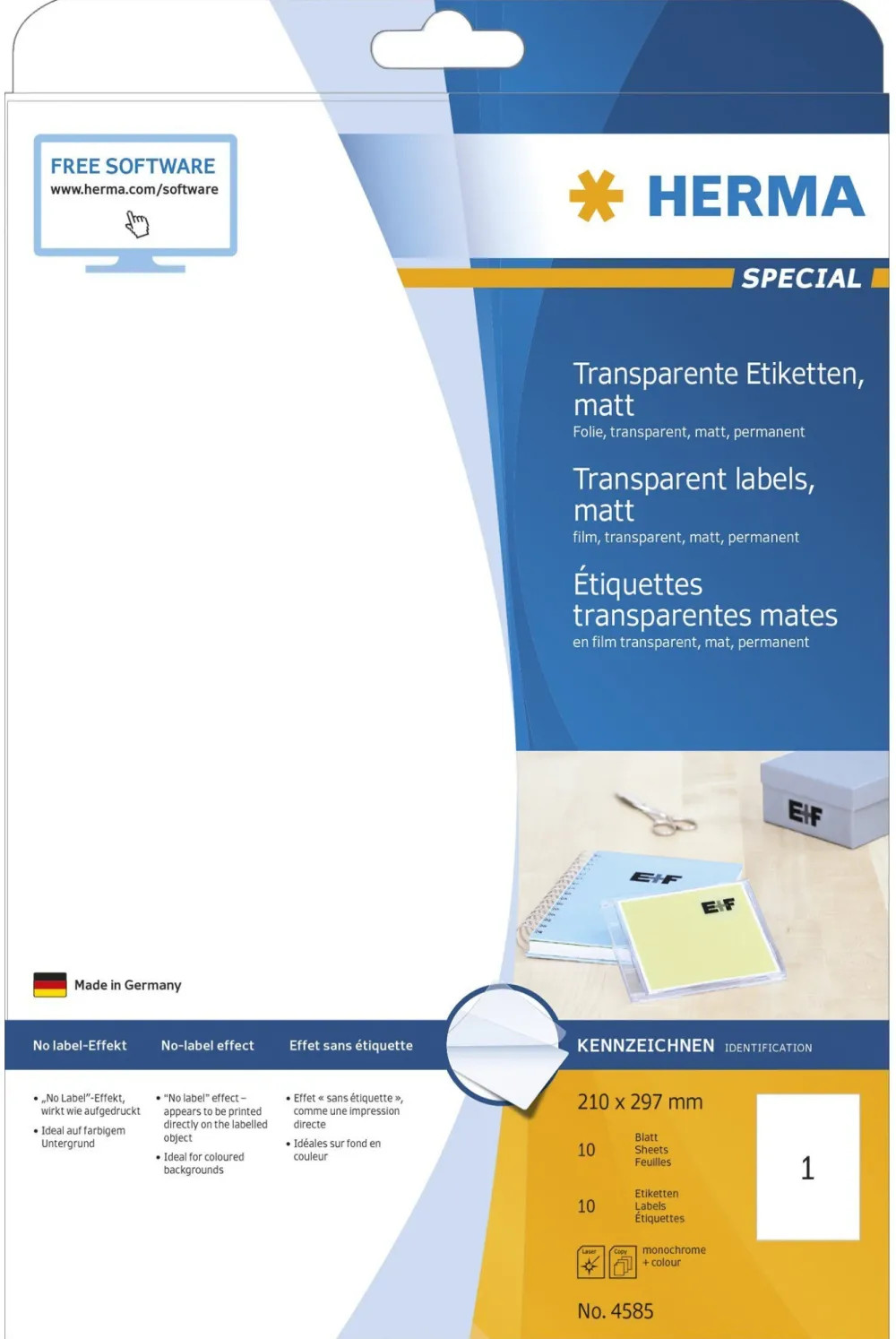 HERMA Etik. transparent A4 matt 210 x 297 mm wfest 10 St.