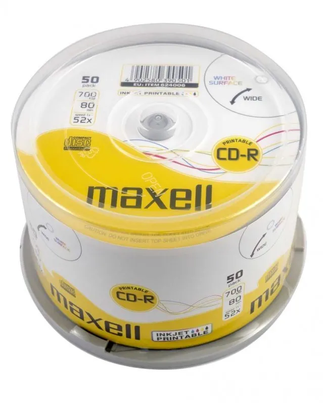 Maxell CD-R 80 Inkjet white, Cake 50