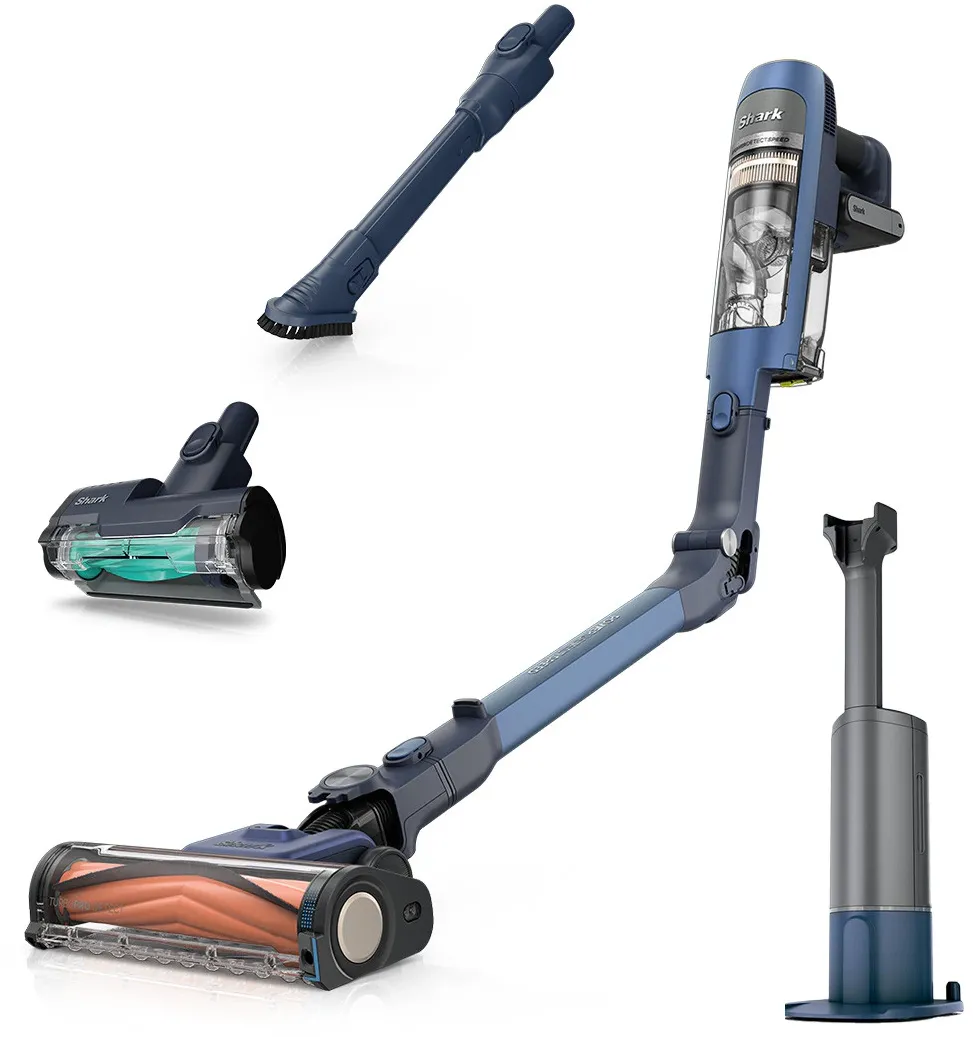 Aspirator vertical Shark PowerDetect Speed, 350WFiltru HEPA, recipient 0.5L, albastru