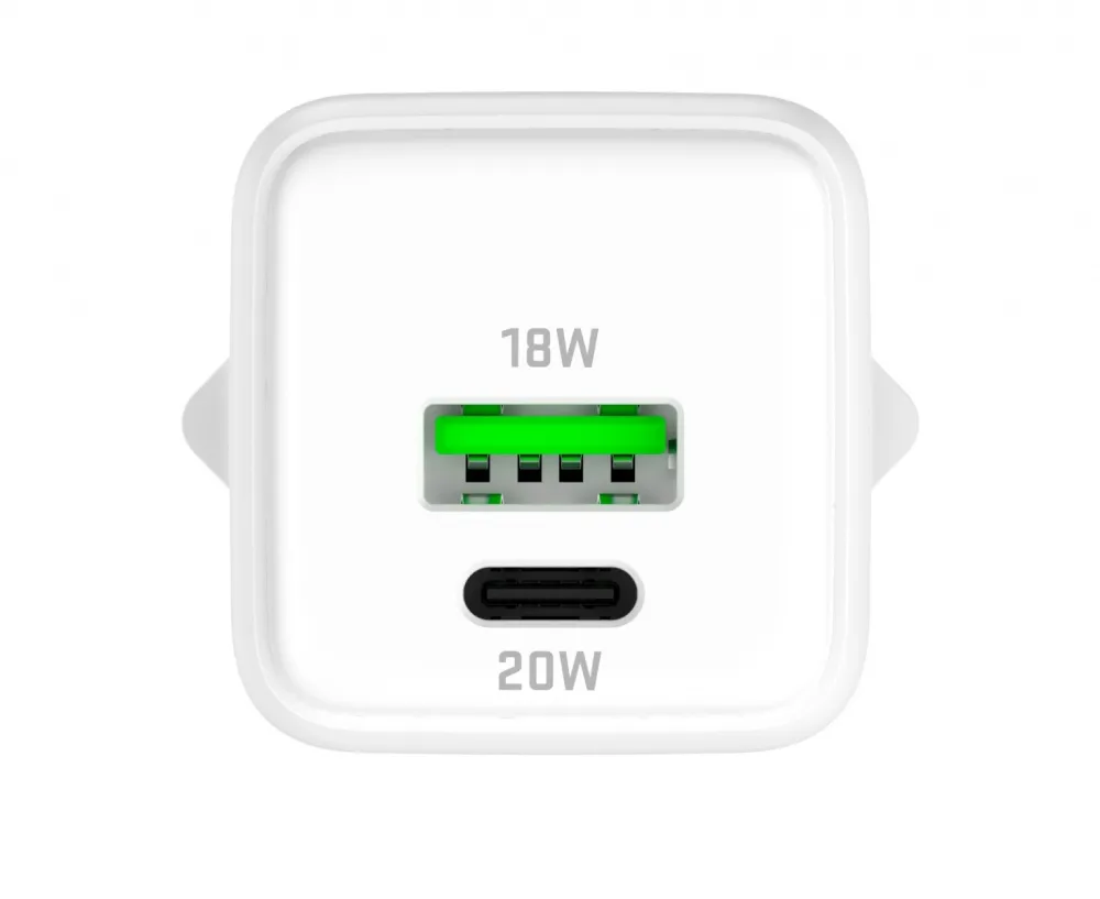 USB C/A mains charger 20W/18W 3A Power delivery 3.0 QC3.0