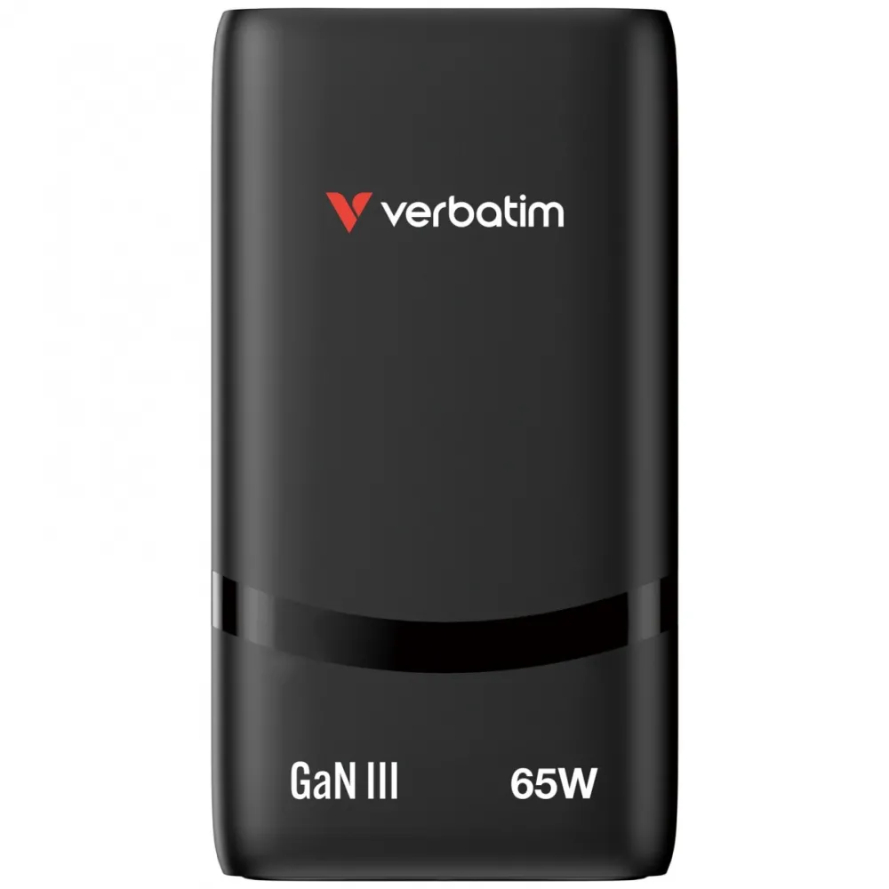 Incarcator telefon VERBATIM Fold n GO GaN 65W 2xUSB-C negru