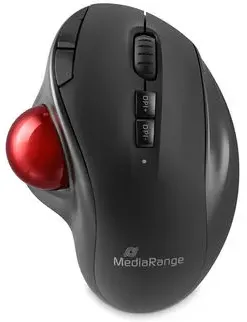 MediaRange opt, 7-Tasten Trackball Funk-Maus, rechts, sw/rot