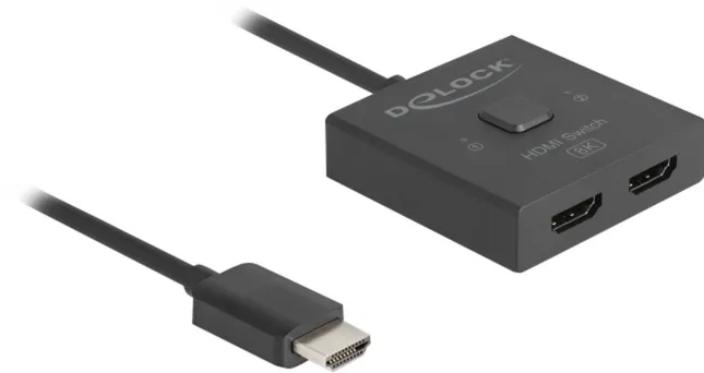Comutator HDMI bidirectional Delock 18901 2 la 1 8K cablu 50 cm negru
