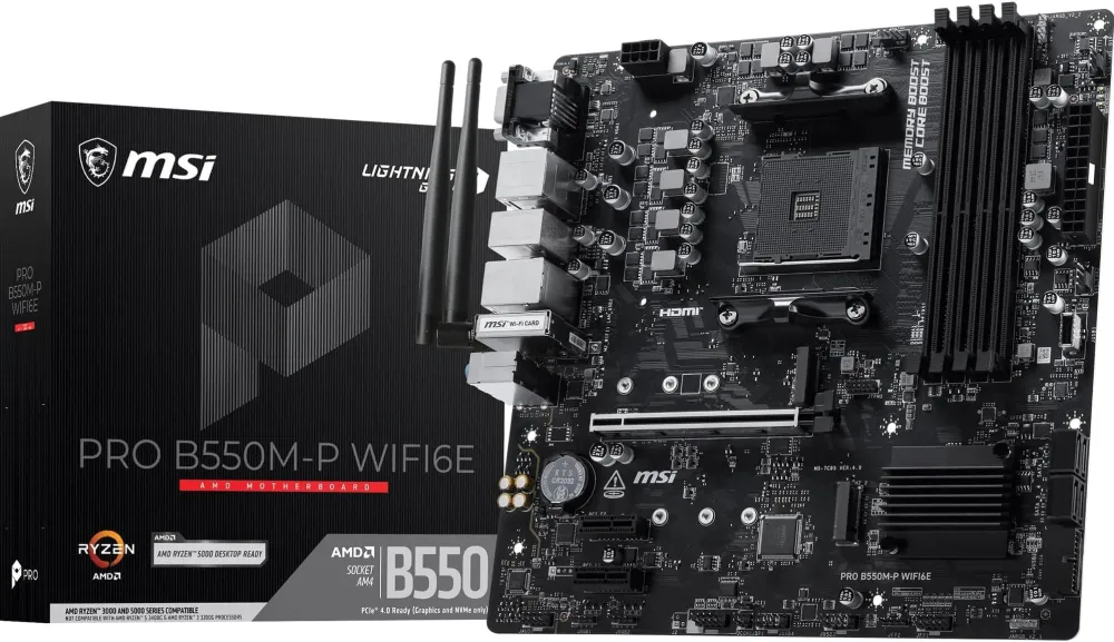 PRO B550M-P WIFI6E, AM4, DDR5, BT, mATX, Negru