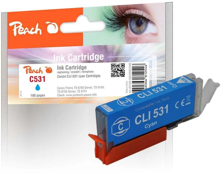 Cartus Imprimanta Peach Patrone Canon CLI-531, 6120B002 cyan kompatibel
