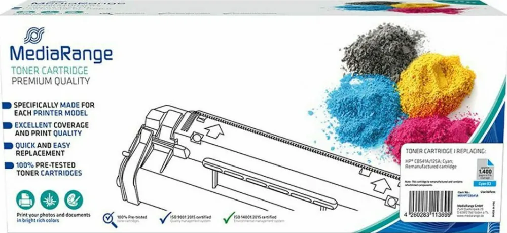 Toner MediaRange compatibil HP CB540A 125A cyan cu chip