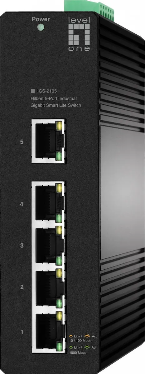 Switch Level One Industr. 5xGE/IP30+DIN Hilbert SL managed