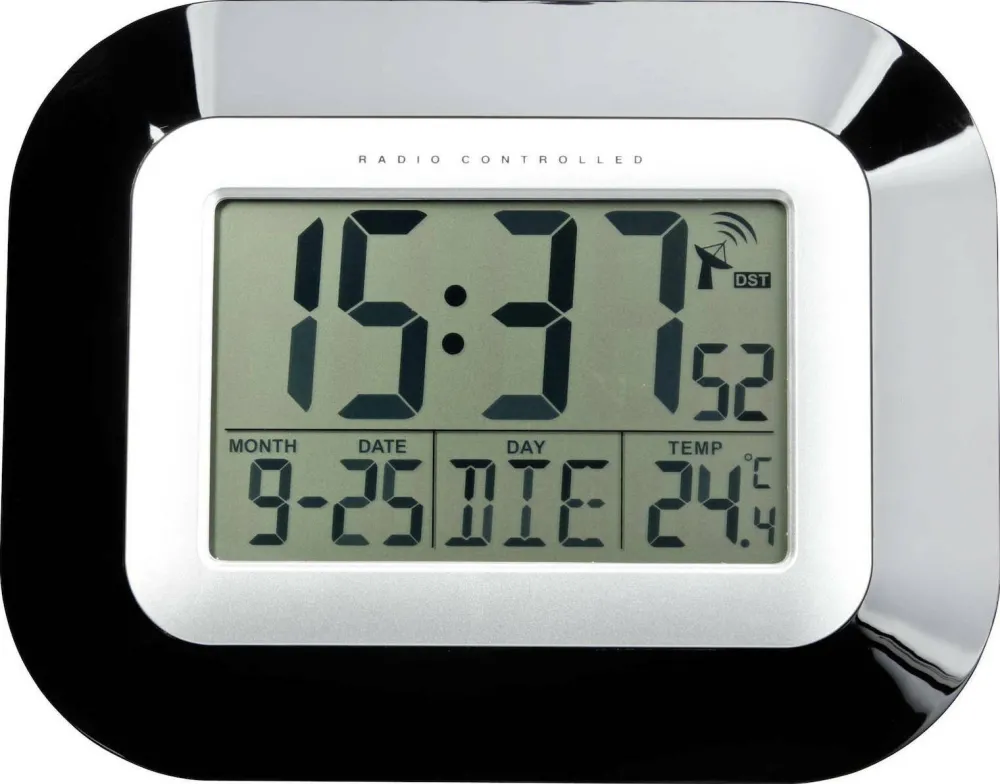Ceas de perete digital radiocontrolat TFA 60.4503 negru