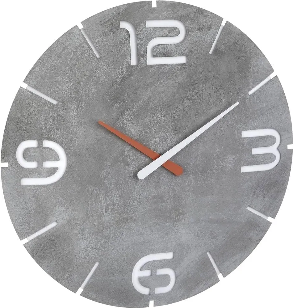 Ceas de perete radiocontrolat TFA 60.3536.15 Contour aspect de beton/alb 35 cm