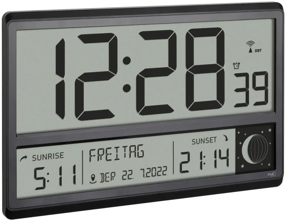 Ceas de perete digital TFA 60.4524.01 negru XL