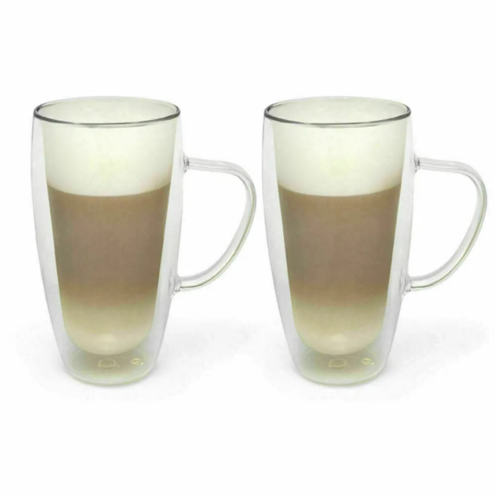 Set 2 pahare latte macchiato Bredemeijer Glass perete dublu 400 ml