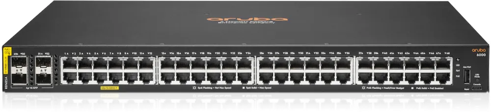Switch HP HPE Aruba 6000 48G Class4 PoE 4SFP 370W - - 48 ports - managed - rack-mountable