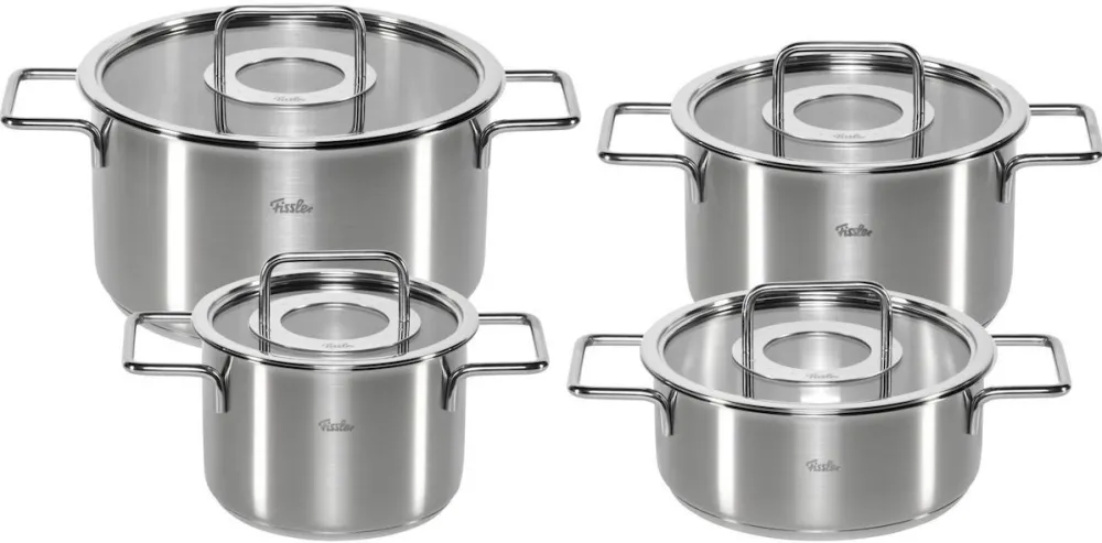 Set oale Fissler Pure Collection 4 piese inox cu capace din sticla