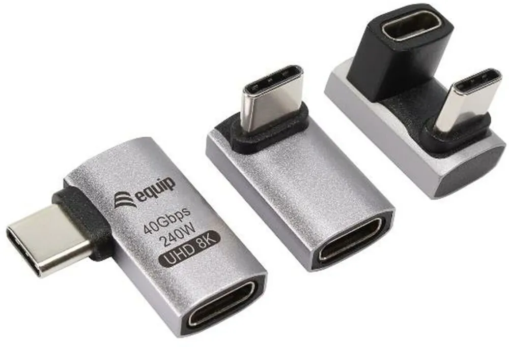 Set 3 adaptoare EQUIP 133478 USB-C la USB-C 180° 40Gbps PD 240W