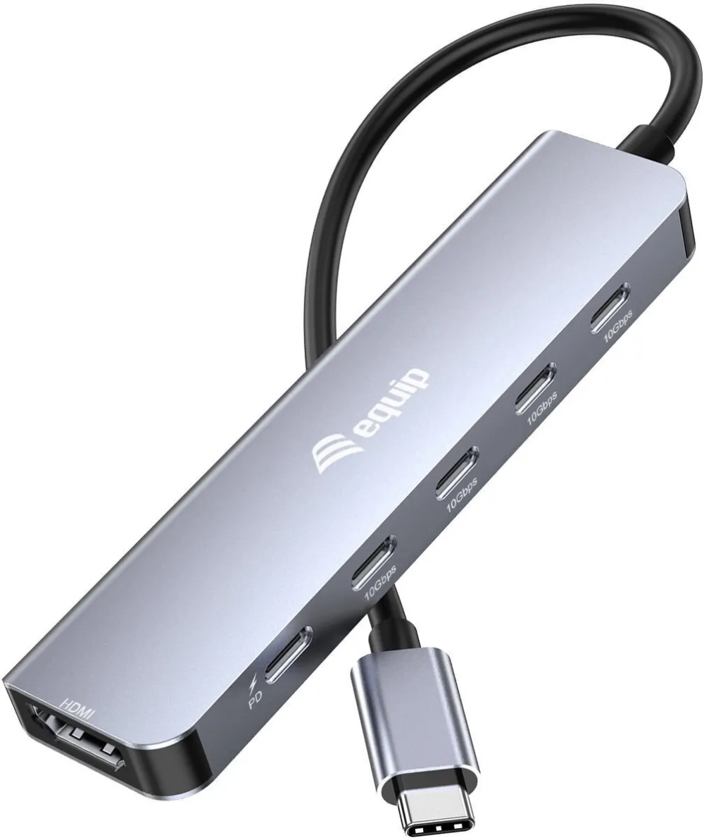 Adaptor USB-C EQUIP 133499 la HDMI 4K 60Hz, 3x USB-C, USB-C PD, 0.25 m