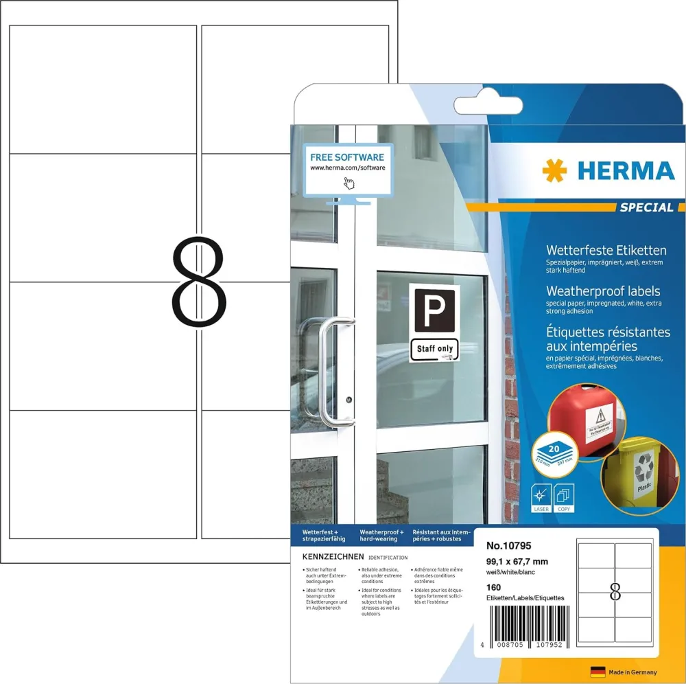 Etichete autoadezive rezistente la intemperii Herma 10795 A4 99,1x67,7 mm 160 buc