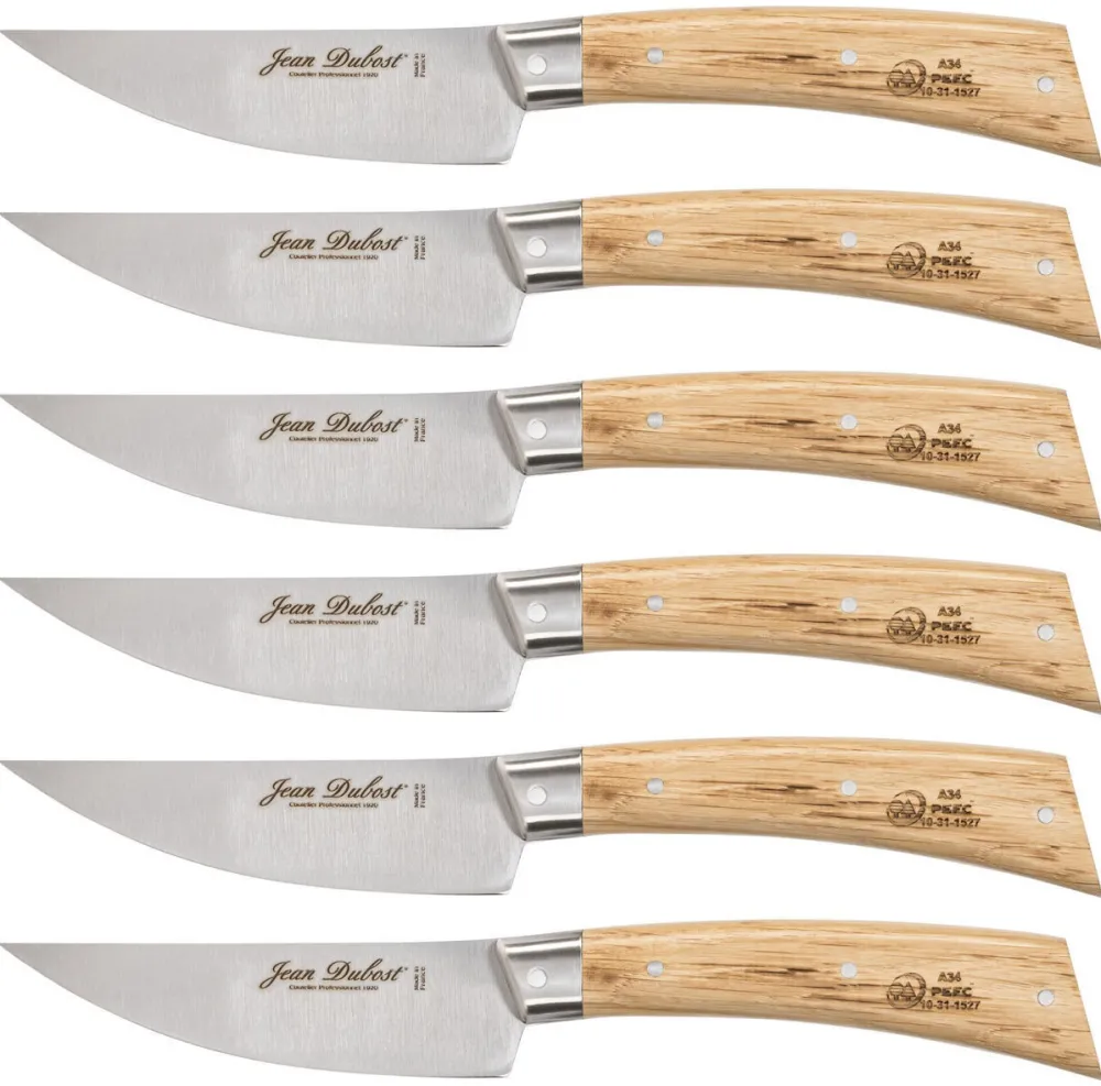 Set 6 cutite friptura Laguiole Jean Dubost CE071280PEF016 lemn de stejar 10 cm