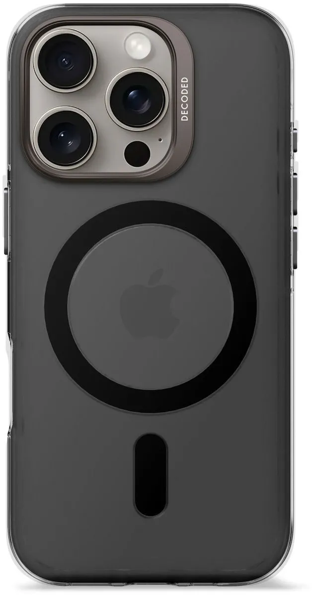 Husa spate Decoded din plastic reciclat pentru iPhone 16 Pro transparent negru