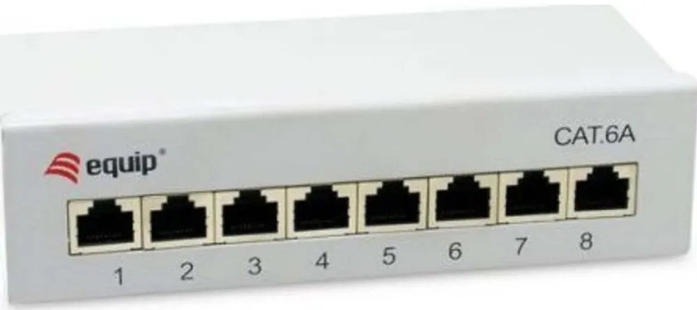 Patch panel desktop EQUIP 326521 8 porturi RJ45 Cat6a ecranat 500 MHz gri deschis RAL 7035