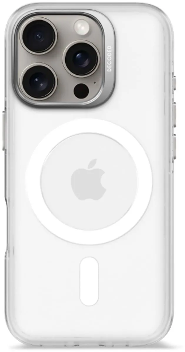 Husa spate Decoded din plastic reciclat pentru iPhone 16 Pro transparent alb