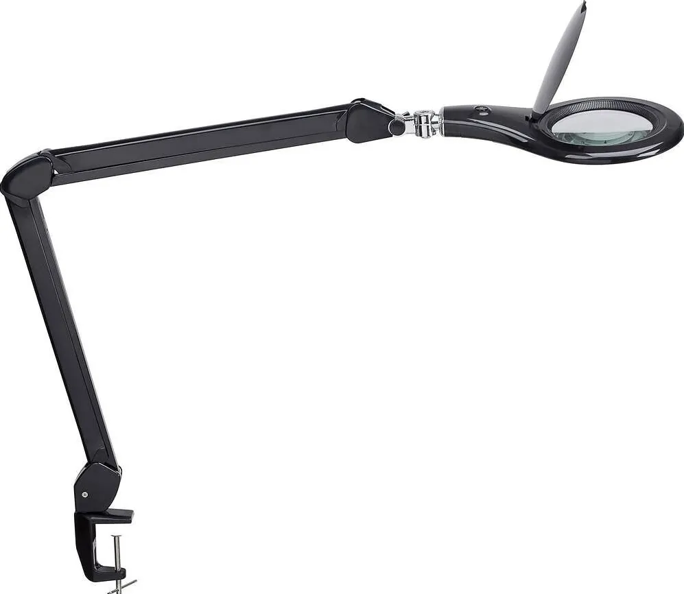 Lampa cu lupa LED Maul Makro negru cu clema