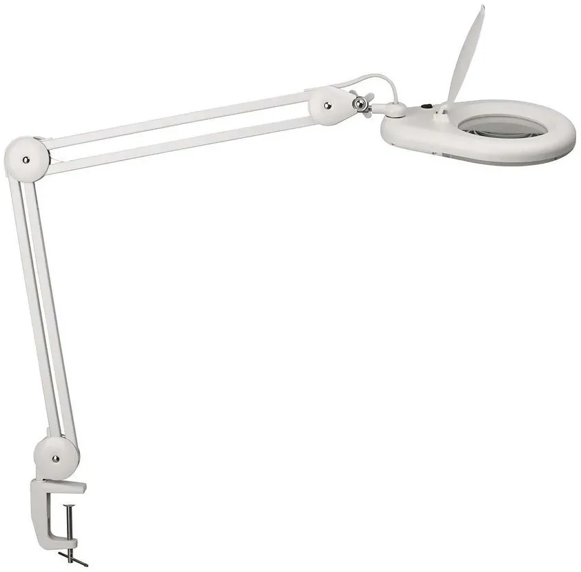 Lampa cu lupa LED Maul Viso cu clema alb