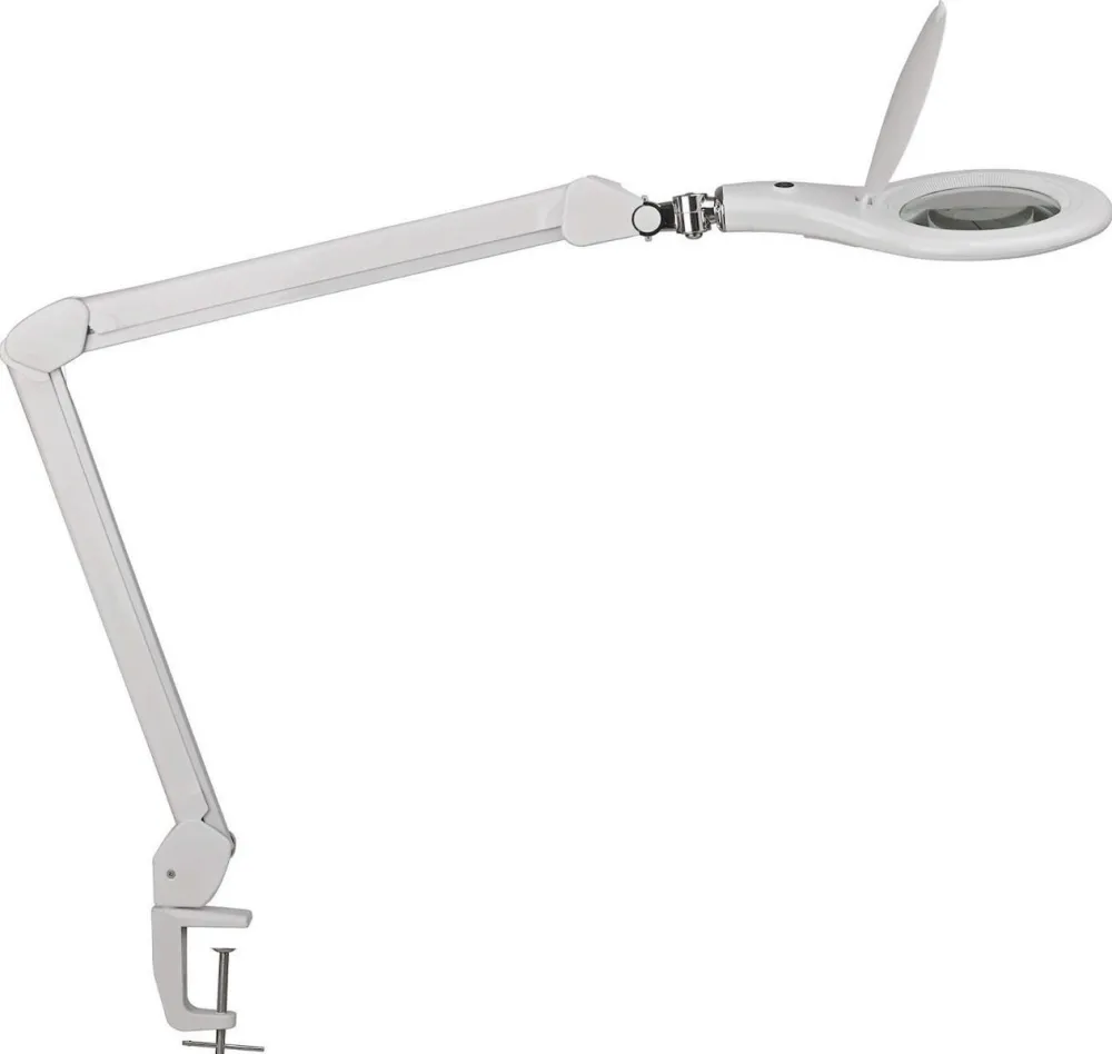 Lampa cu lupa LED Maul Makro cu clema alb