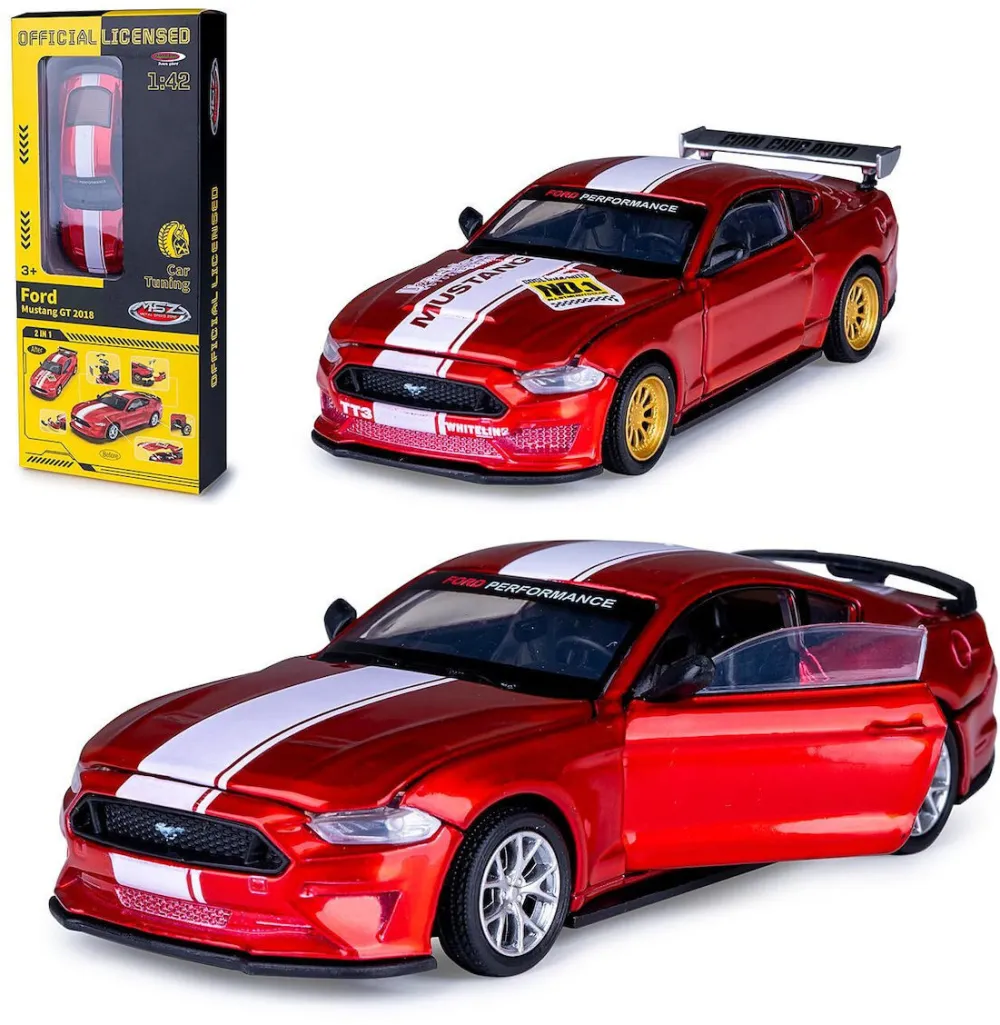 Masinuta metalica Jamara Ford Mustang GT 1:42 2 in 1 rosu
