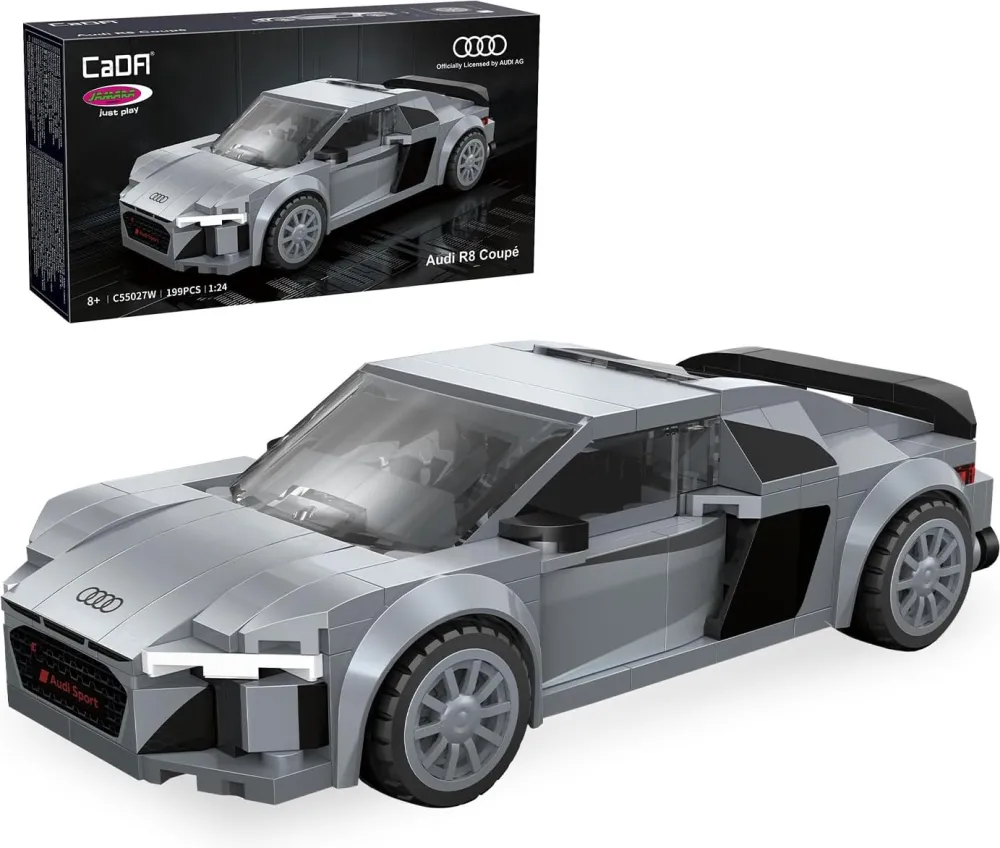 Masinuta din piese de constructie Jamara CaDA Audi R8 Coupe 1:24 gri 8+