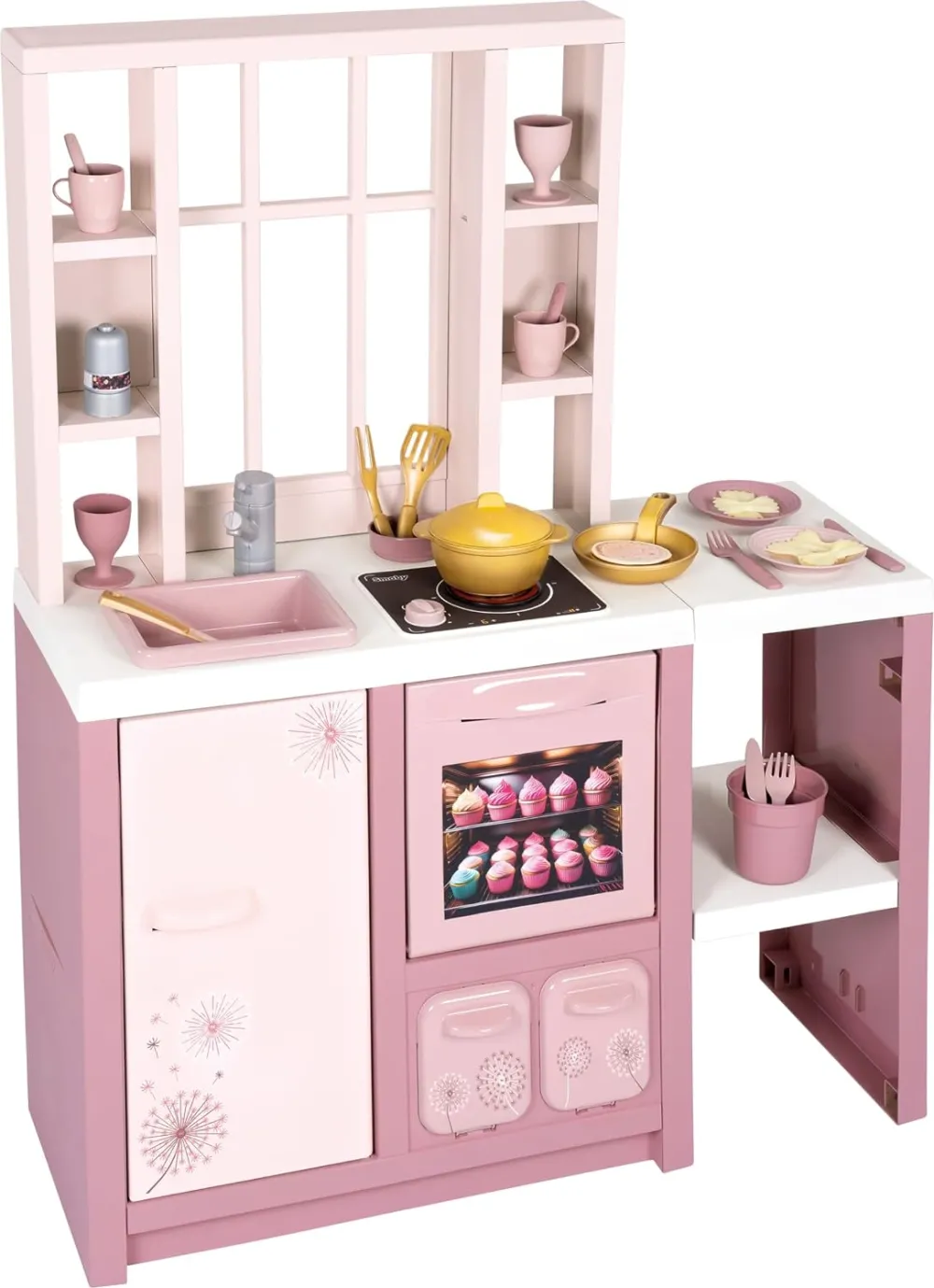 Bucatarie de jucarie Smoby Loft Fleur cu 27 de accesorii