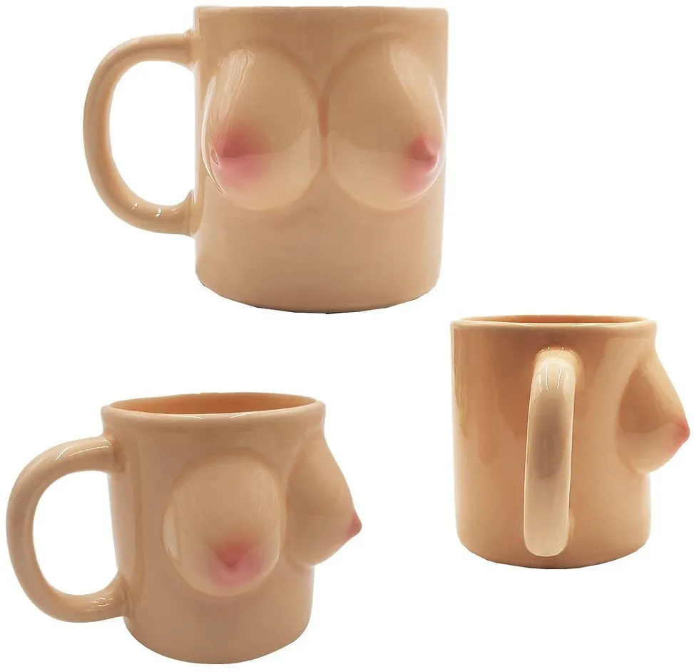 Cana ceramica Mad Monkey Boob Mug bej 300 ml