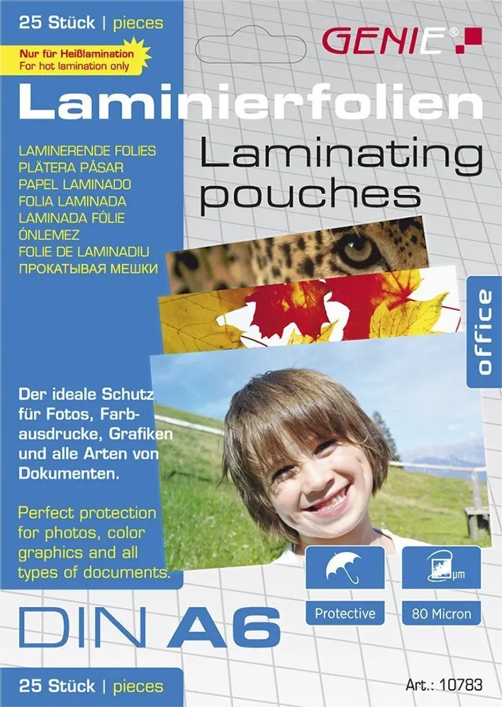 Set 25 folii laminare GENIE A6