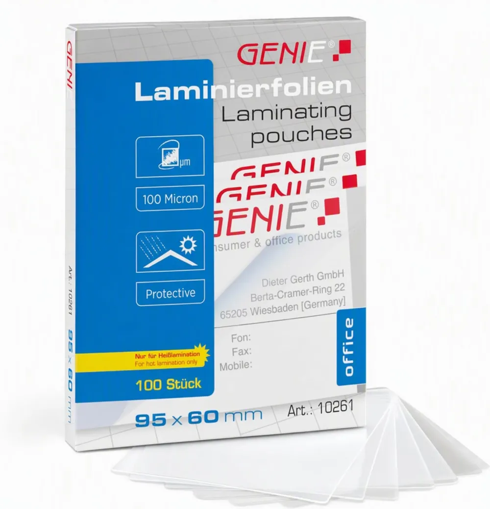 Set 100 folii laminare GENIE format carte de vizita 95 x 60 mm