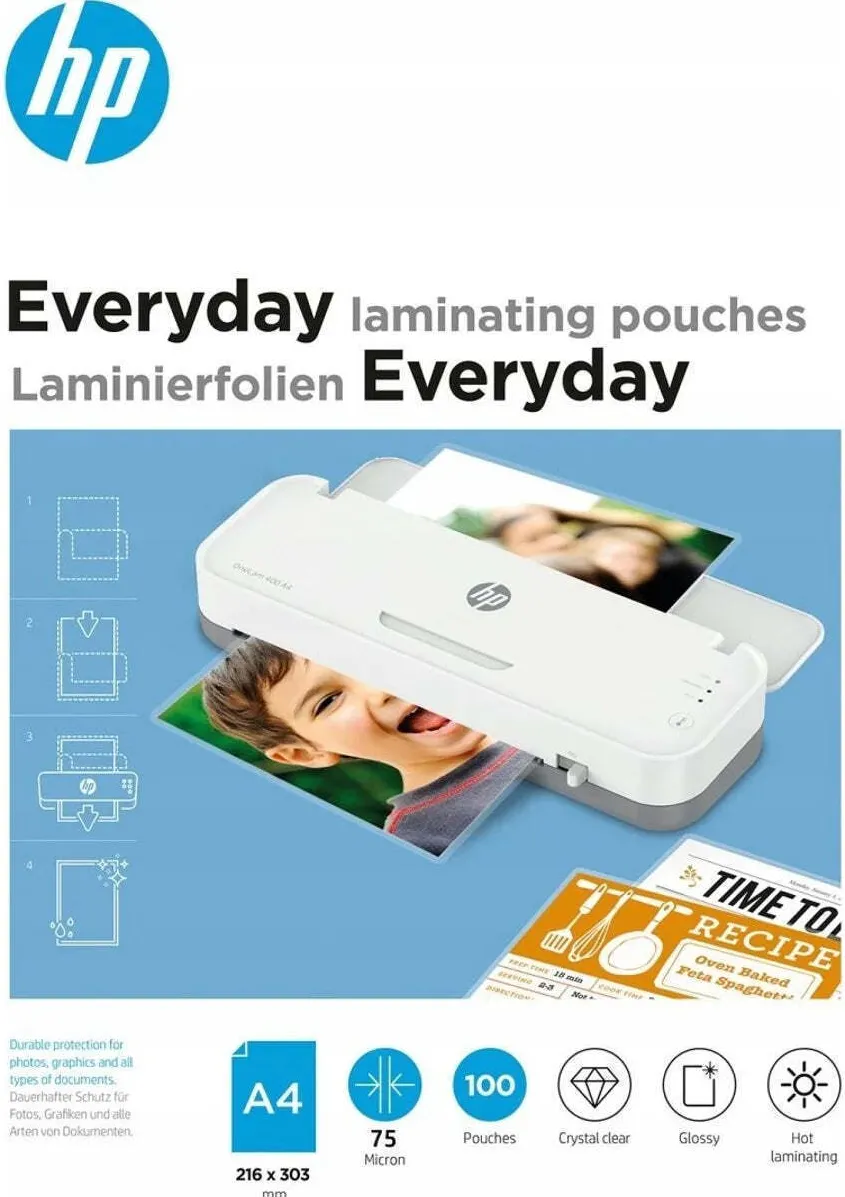 Set 100 folii laminare HP Everyday A4 75 microni lucioase