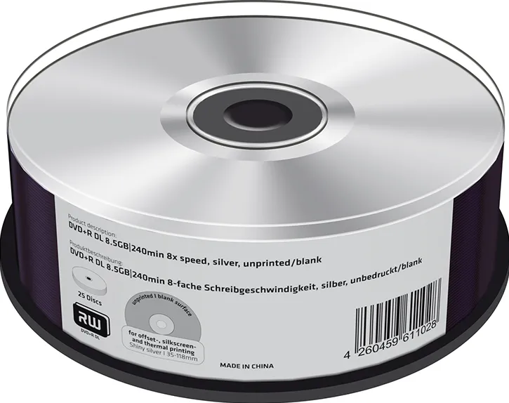 Set 25 discuri DVD+R DL MediaRange MR476 8.5GB 8x argintii