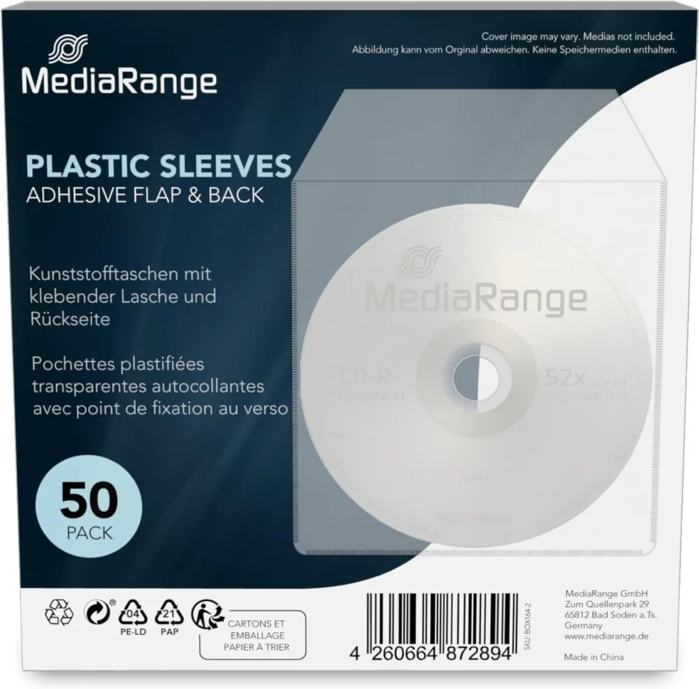 Set 50 pungi plastic cu clapeta adeziva MediaRange BOX164-2