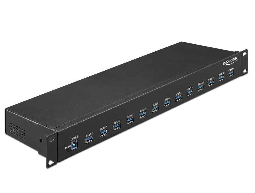 Hub USB industrial DELOCK 64039 19" 13x USB 3.1 Gen 1 Type-A, 1x Type-B