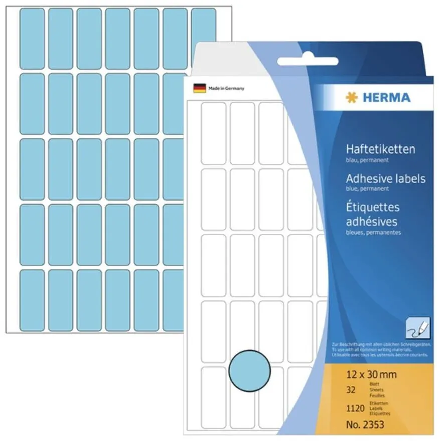 Etichete autoadezive multifunctionale Herma 2353 albastre 12x30 mm 1120 buc