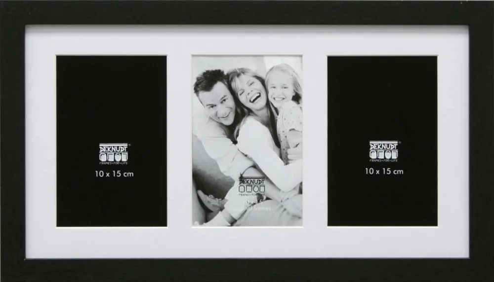 Rama foto multipla Deknudt S66KA3 3x 10x15 cm lemn negru cu passepartout