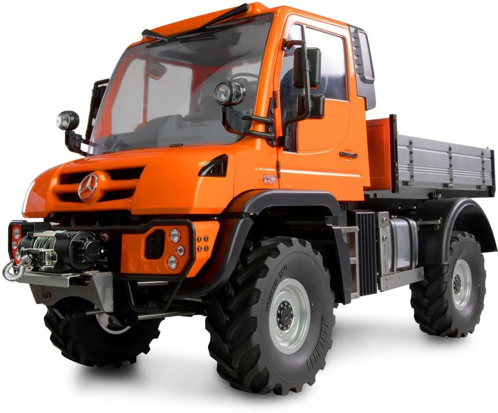 Masina RC AMEWI Mercedes-Benz Unimog portutilaj 4WD 1:10 ARTR portocaliu