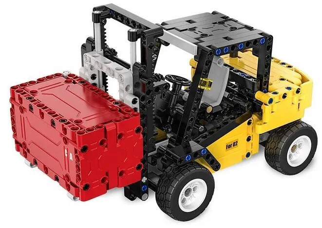Set de constructie Jamara CaDA stivuitor Bricks 388 piese galben 8+