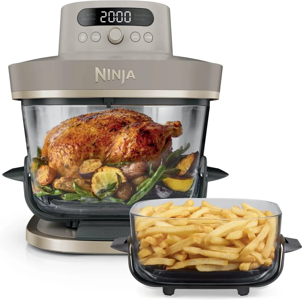 Friteuza cu aer cald Ninja AS090EUSD - CRISPi PRO XL din sticla, 5 functii, Stone Gold